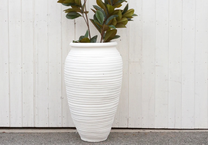 white planters outdoor