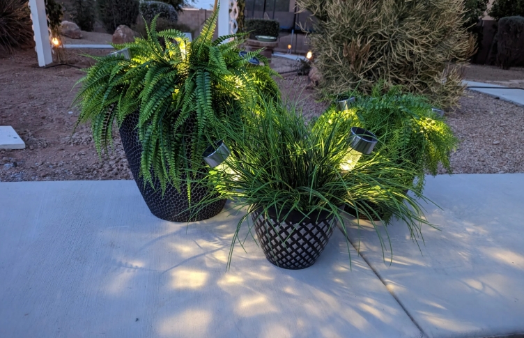 large artificial outdoor plants in pots