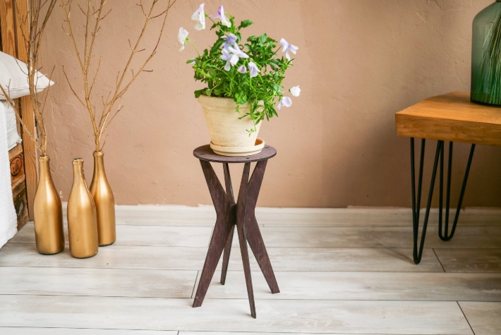 wooden plant stand indoor