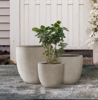 grey plant pots