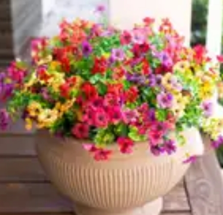 large outdoor artificial flowers in pots