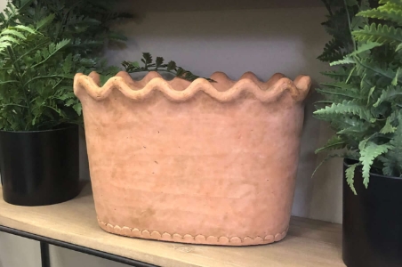 scalloped terracotta pots