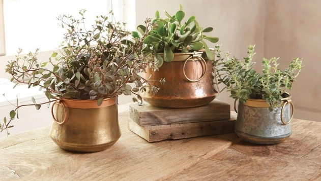 copper flower pots