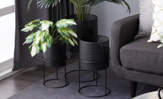 black plant stand indoor