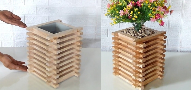 wooden flower pot