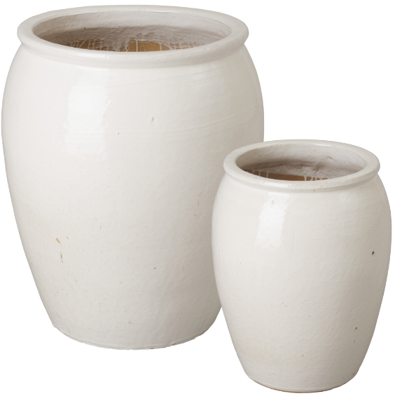 white ceramic planters