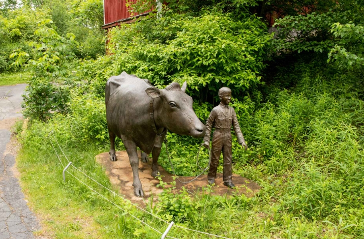 outdoor cow sculpture