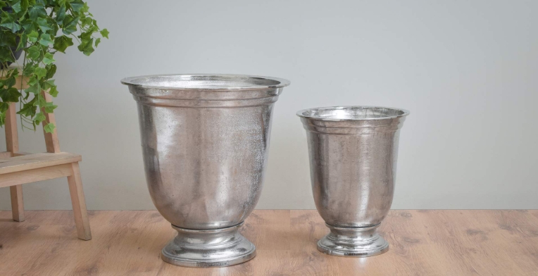 silver plant pots